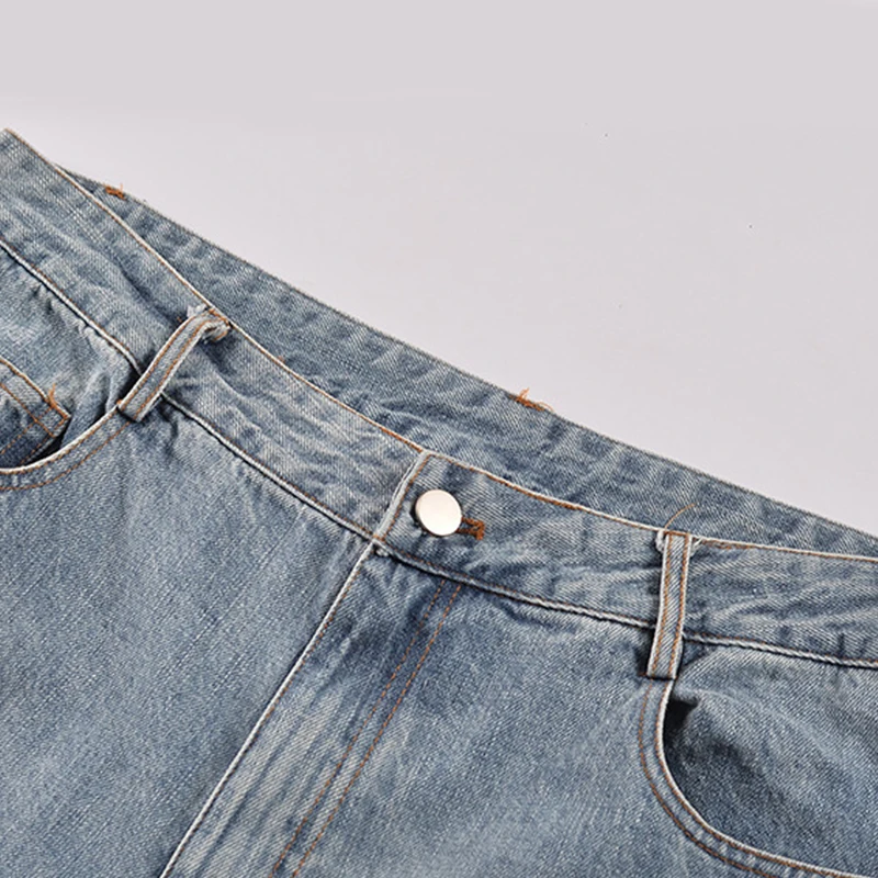 Men Jean Mid Waist Straight Baggy Pants Korean Fashion Male Printed Pocket Trend Denim Trousers Jeans Homme  Y2k Men Clothes