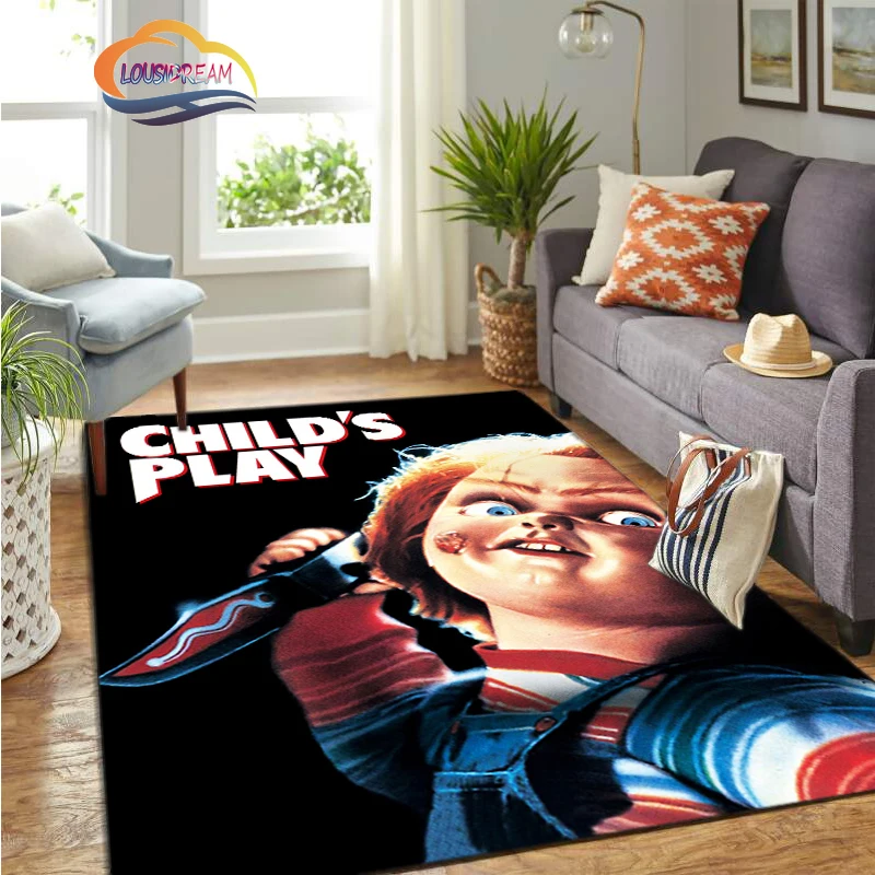 

3D Printing Terror Movie Child's Play Series Carpet Chucky Series Living Room and Bedroom Non-slip Rug Soft Play Area Floor Mat