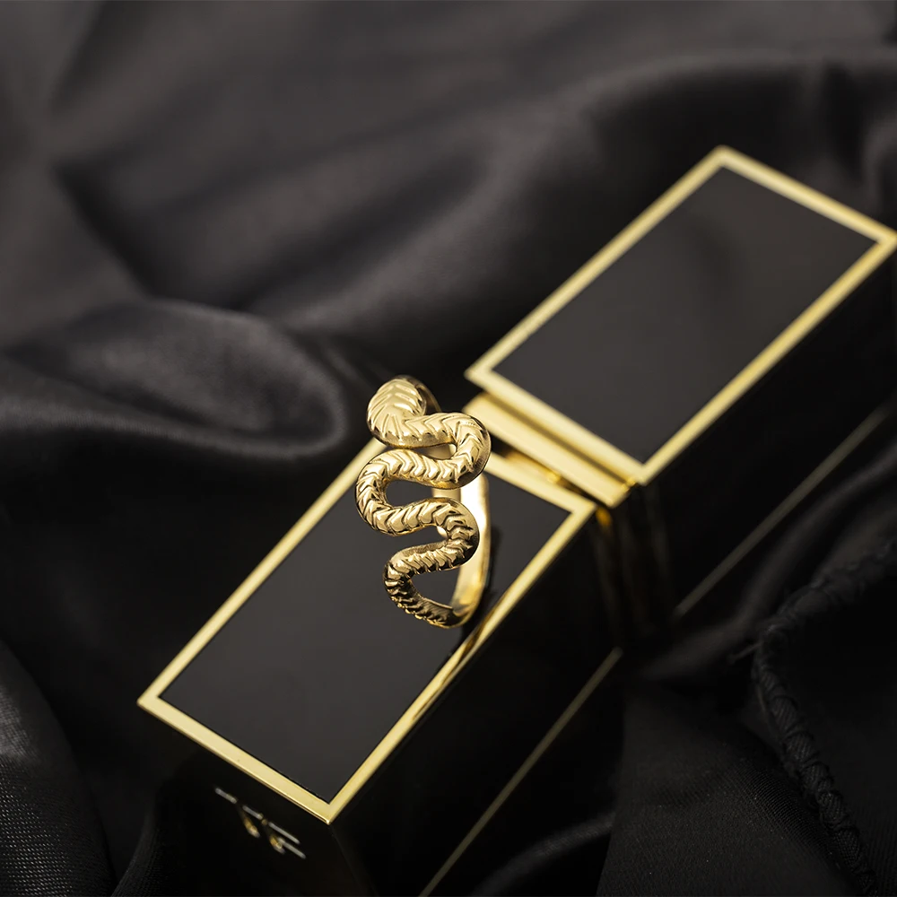 

Punk Stainless Steel Snake Ring for Women Retro Gothic Animal Open Adjustable Men's Ring Hip Hop Rock Party Jewelry Gifts