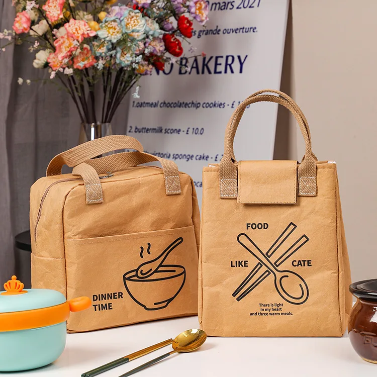 

Kraft Foldable Reusable Paper Breakfast Bento Bag Container Portable Large Capacity Waterproof Oil-proof Lunch Box Storage Bag