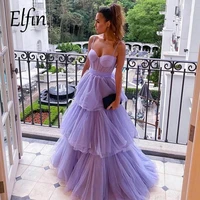 elfin elegant purple long prom dresses sweetheart tulle ruffles evening dresses tiered a line party dresses