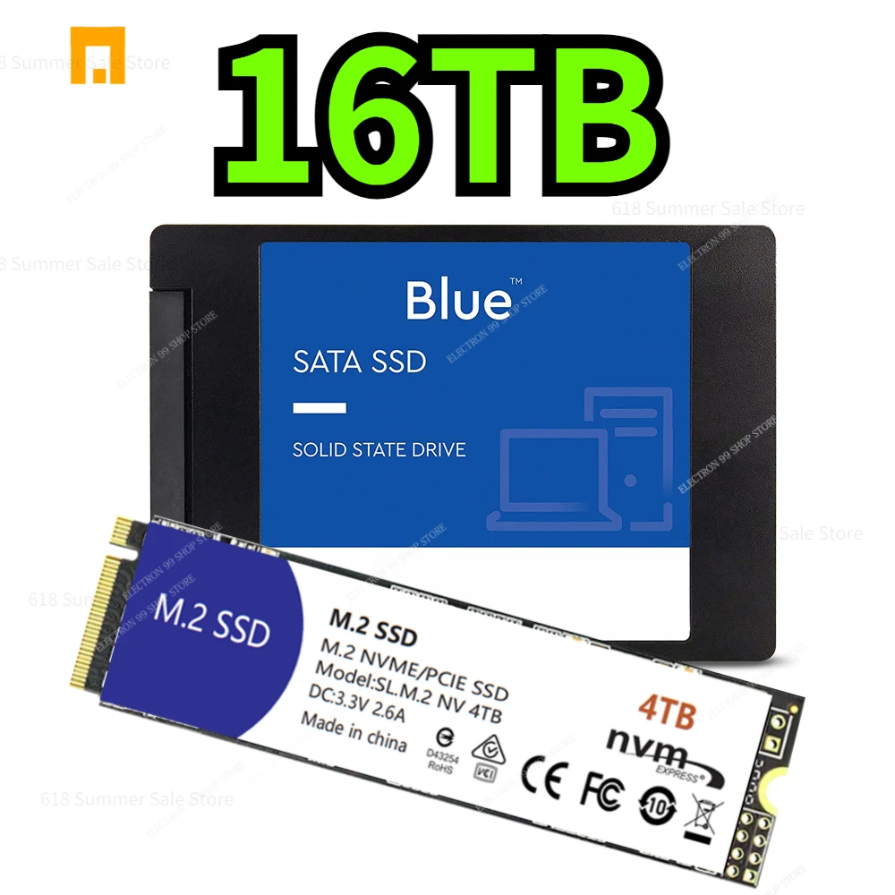 

16TB Multiple Capacity Options 3 Color SATA 3.0 SSD All-new High-speed, Low-energy Large-capacity Solid State Hard Drive 2TB 4TB