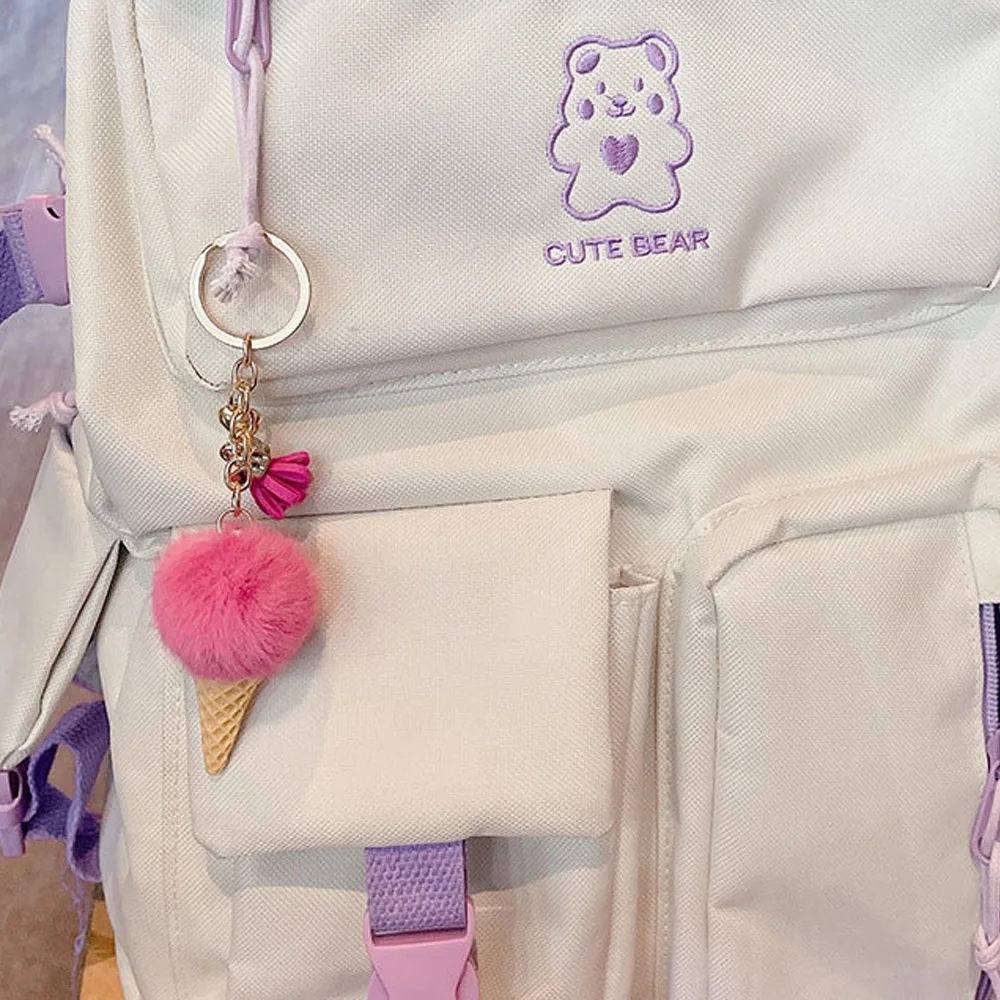 1 шт. Модный милый мини брелок для ключей с мороженым кисточкой студенческий