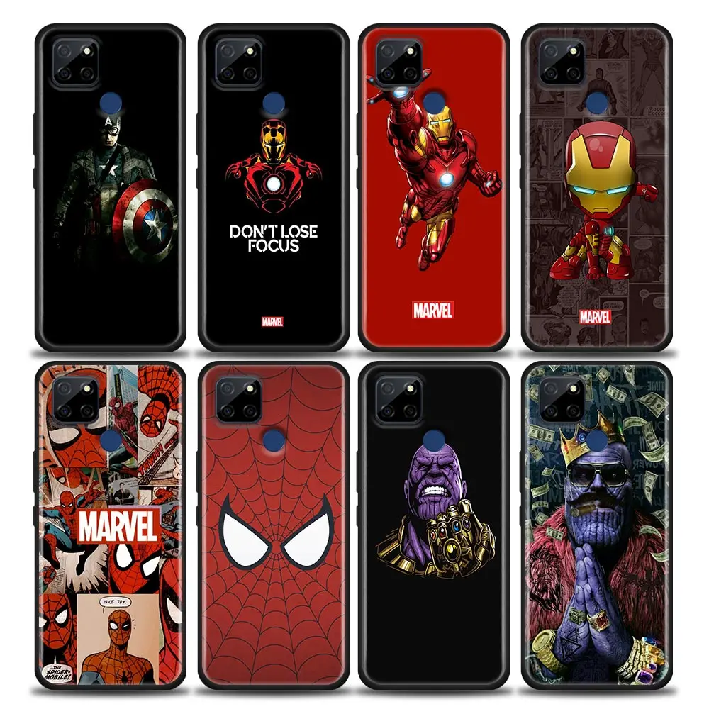 

Phone Case for Realme Q2 C20 C21 V15 8 Case C25 GT Neo V13 5G X7 Pro Ultra C21Y Case Silicone Cover Marvel Hero Series