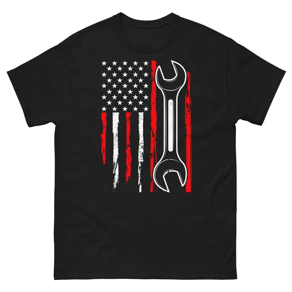 Механическая потертая хлопковая Футболка с флагом США инструменты для ремонта