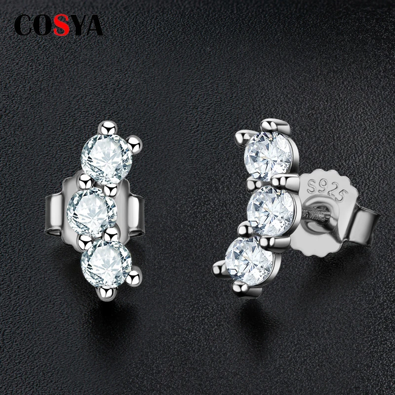 

COSYA 925 Sterling Silver 3mm D VVS1 Diamond with GRA Moissanite Stud Earrings for Women Sparkling Wedding Party Fine Jewelry