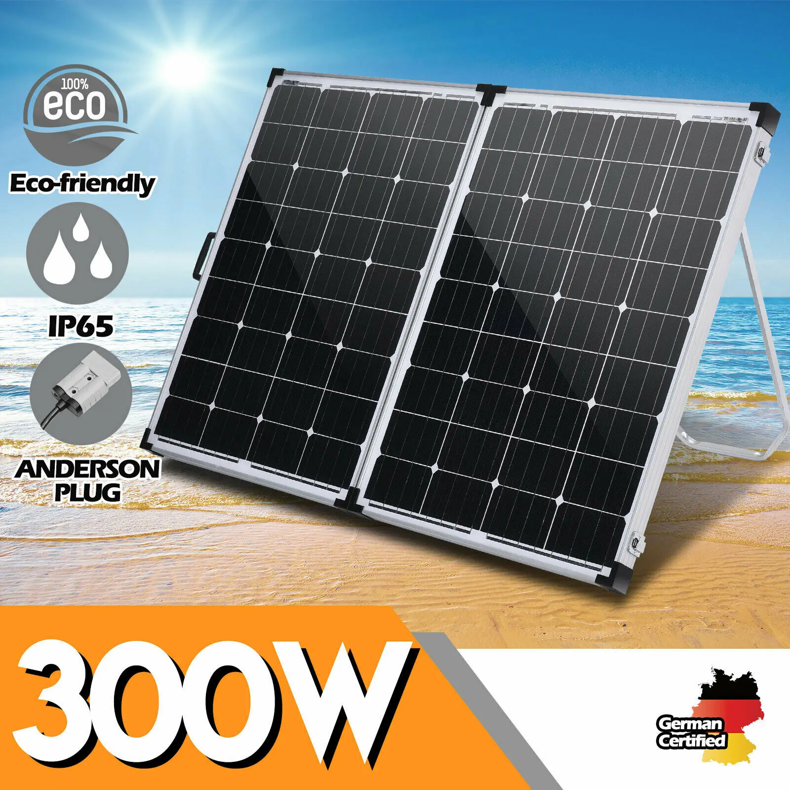 

12V 300W Folding Solar Panel 300 Watt Mono Caravan Camping Battery Charging USB