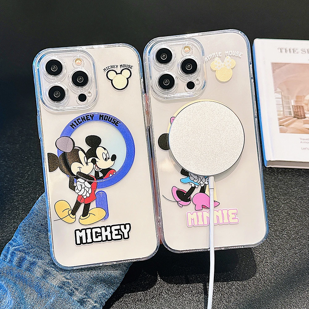 Магнитный чехол для телефона Magsafe с рисунком Микки Minnies Couple Samsung Galaxy S24 S23 S22 S21 S20 FE