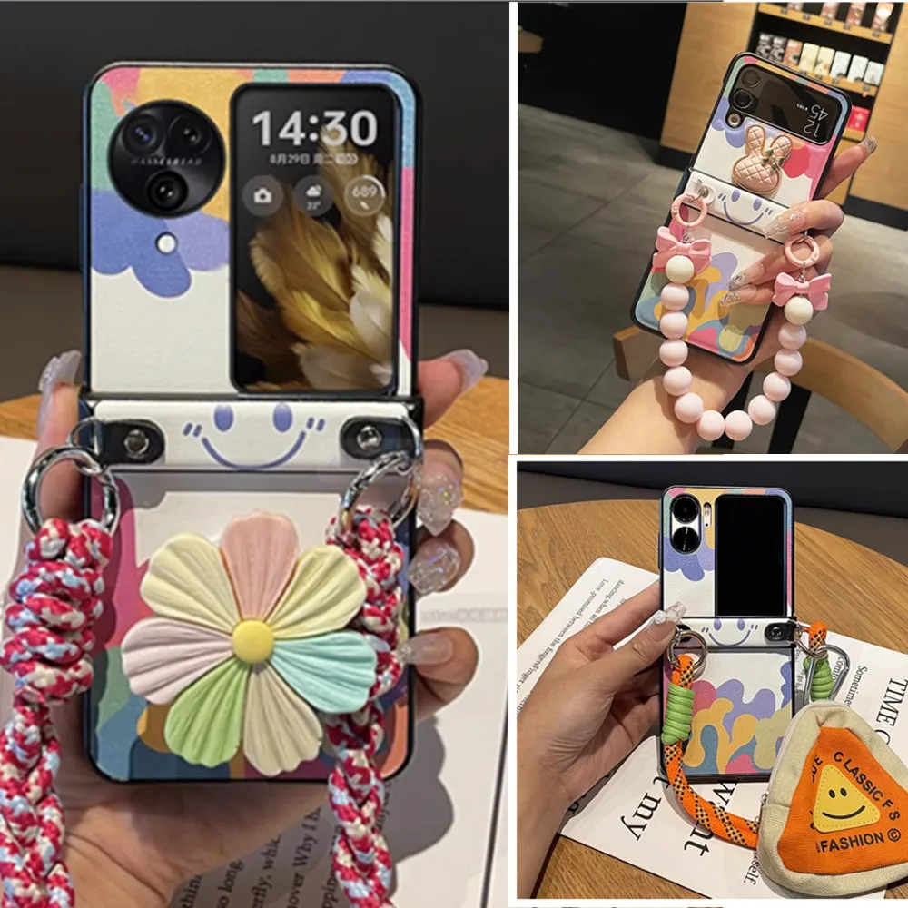 Симпатичный шарнирный кожаный чехол сделай сам для OPPO Find N3Flip N2Flip Huawei Pocket2 P50Pocket