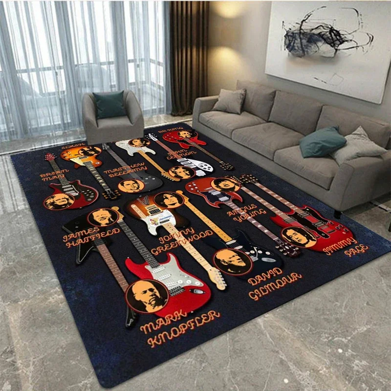 

Rock music instrument Electric guitar printed carpet, living room bedroom decorative carpet, kitchen and bathroom anti-skid mat