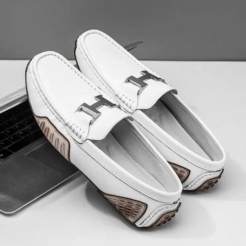PDMCMS Дышащая Кожаная Повседневная Обувь Мужская Модная Удобная Без Шнуровки Для