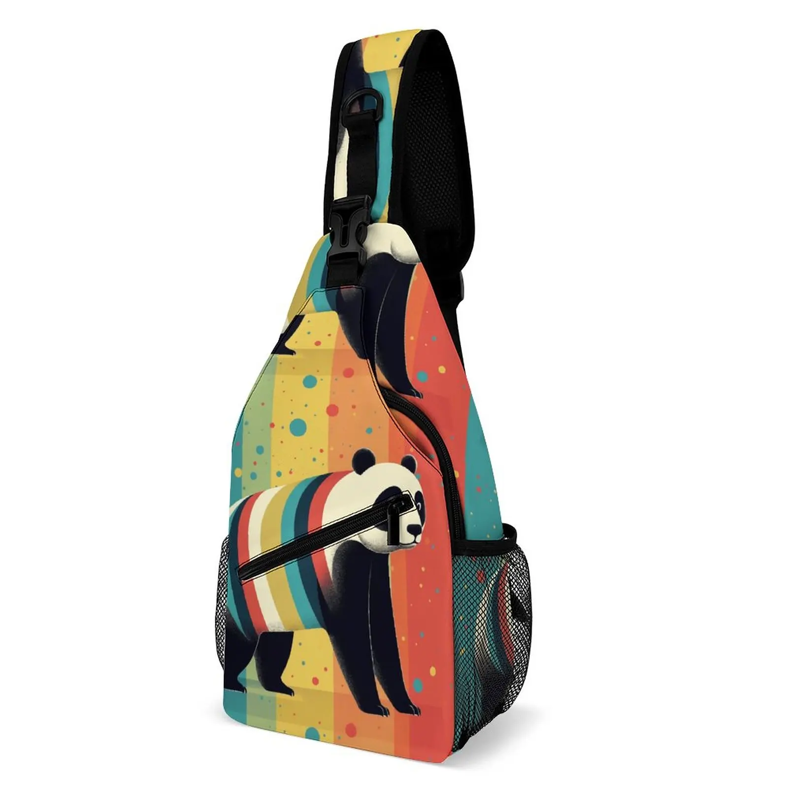 

Panda Shoulder Bags Cartoon Flat Illustration Casual Chest Bag Men Trip Motorcycle Sling Bag School Custom Crossbody Bags