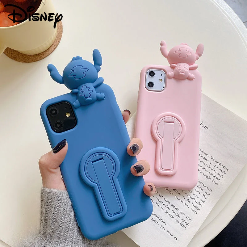 

Disney Stitch Cute 3D Doll Case For Iphone X Xr Xs 6 7 8 Plus Soft Silicone Case 11 12 Mini Pro Max Shockproof Protective Shell