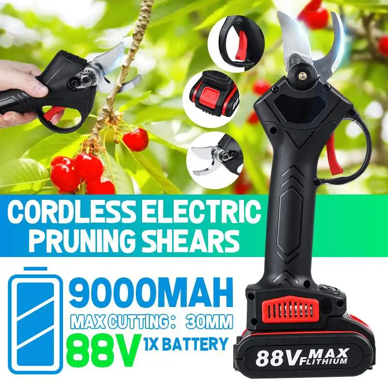 

88V 30mm Cordless Electric Pruner Pruning Shears Efficient Fruit Tree Bonsai Pruning Branche Cutter Landscaping Garden Tool