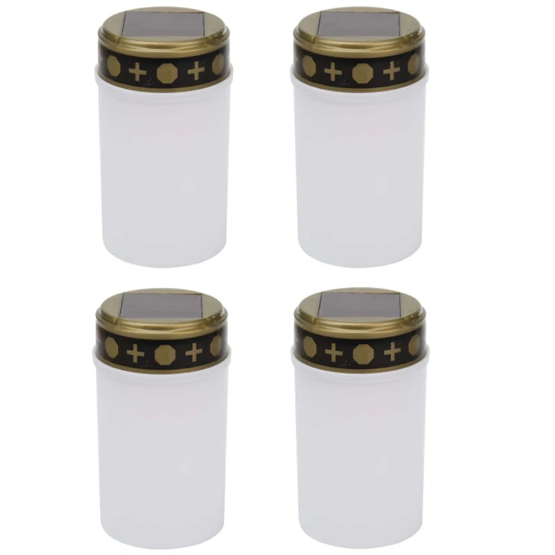 White Grave Candle For Cemetery Grave Solar Lights With Lighting LED Grave Light 4Pcs