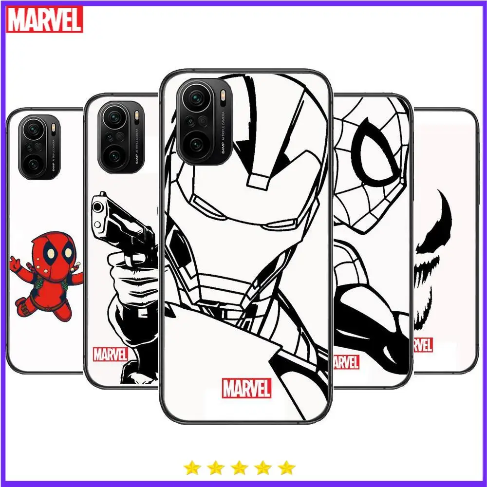 

Marvel Spiderman Iron Man Phone Case For xiaomi redmi POCO F1 F2 F3 X3 Pro M3 9C 10T Lite NFC Black Cover Silicone Back Prett mi