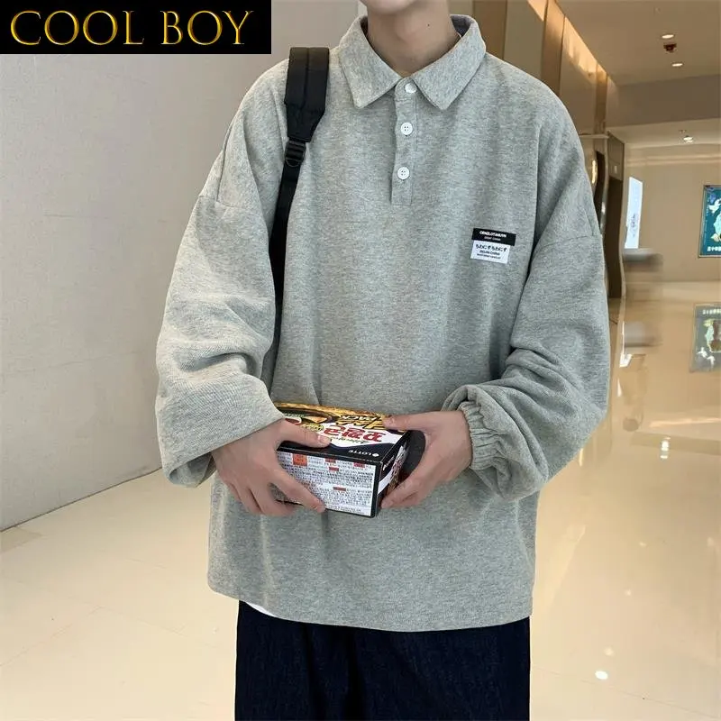 J GIRLS J GIRLS Simple No Hat Hoodies Men Loose Students Workout Trendy Korean  Letter Outwear High Quality Males Sweatshirts