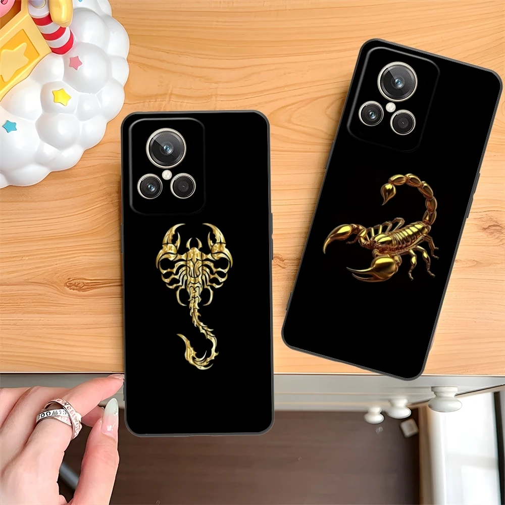 Colored Golden Scorpio Mobile Cell Phone Case for Realme GT 2 9i 8i 7i Pro X50 X2 C35 C21 C20 C11 C3 Black Cover Shell