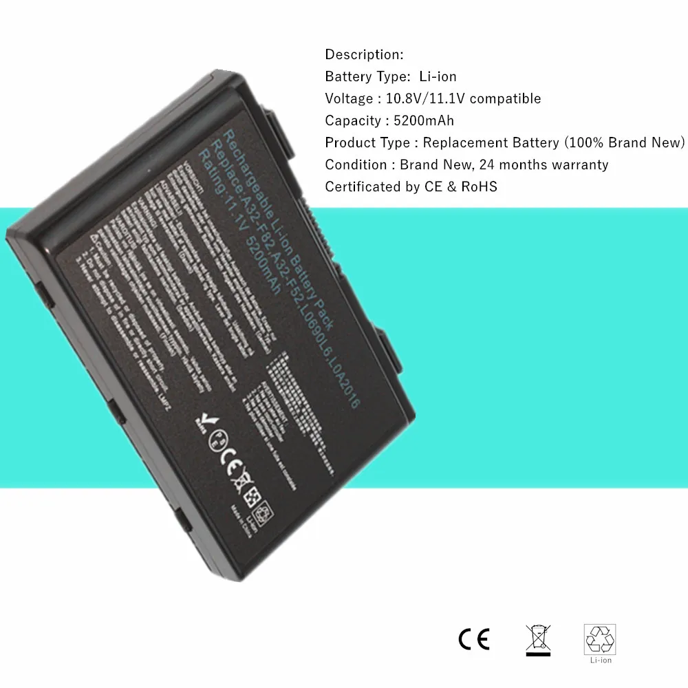 Аккумулятор для ноутбука Juyaning ASUS F52 K40 K50 K60 K61 K70 K40A K40C K51AB K51AE X5D X5DC X8 X70 X70A X70AC X70AF X70AE