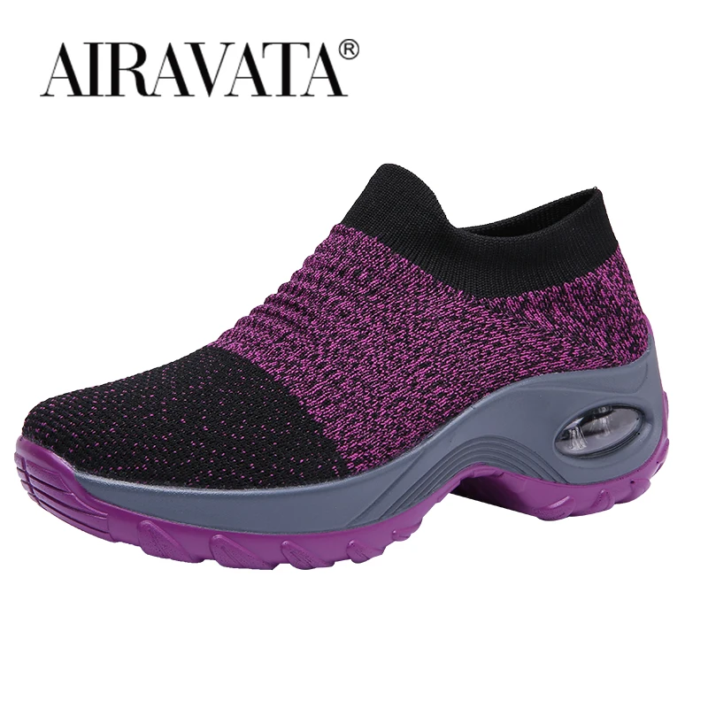 Women's Shoes Plateform Sneakers Cushioned Breathable Slip-on Walking Shoes Outdoor Leisure Lazy Footwear