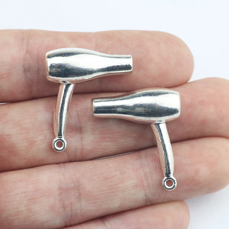 

4piece 26x23mm Antique Silver Color 3D Hair Dryer Charms Pendant For Jewelry Making DIY Jewelry Findings