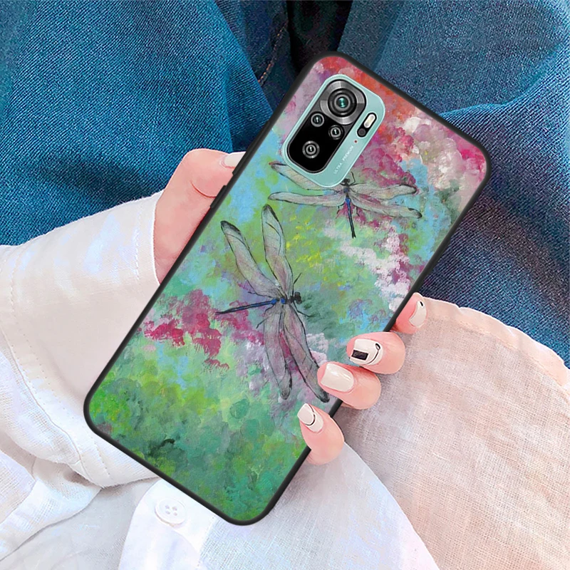 Чехол Luxury Dragonfly для Xiaomi Redmi Note 8 9 10 11 Pro 8T 9S 10S 9C 9A 9T с мягким покрытием.