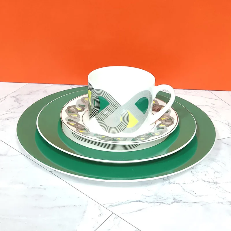 

Bone China show style ceramic plate European snack plate Western condiment plate oval tableware set