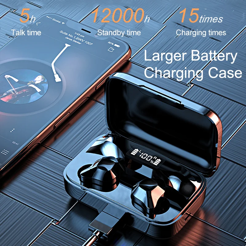 

Sports TWS Bluetooth Earphone HiFi Stereo Music Wireless Headphone Noise Cancelling Headset Mini Gaming Earbuds For Smartphones
