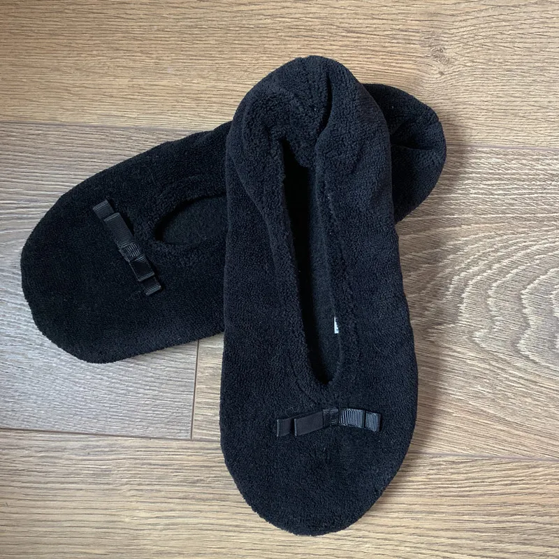 

House Slipper Women Winter Warm Contton Slip Non Grip Indoor Home Fluffy Lazy Knitted Female Black Dance Floor Shoes Sock Casual