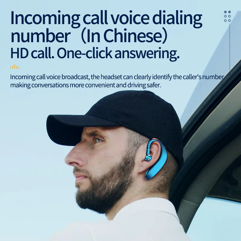 Фото Беспроводные наушники с микрофоном, Bluetooth-наушники, гарнитура для режима «свободные руки», деловая гарнитура для вождения, спортивные наушники для смартфонов №3