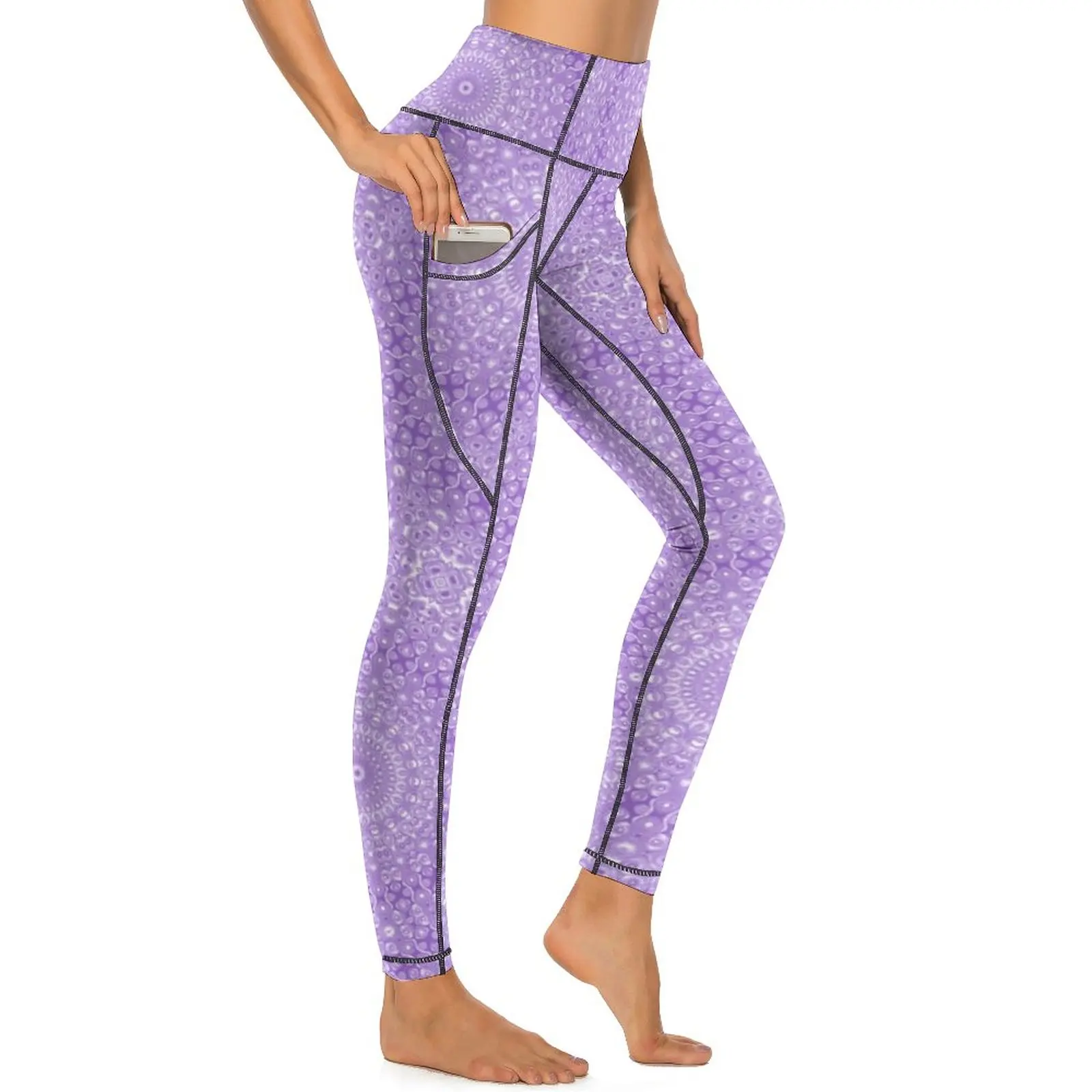 

Vintage Lavender Print Yoga Pants Purple and White Leggings Sexy Push Up Funny Yoga Sports Tights Elastic Design Workout Leggins