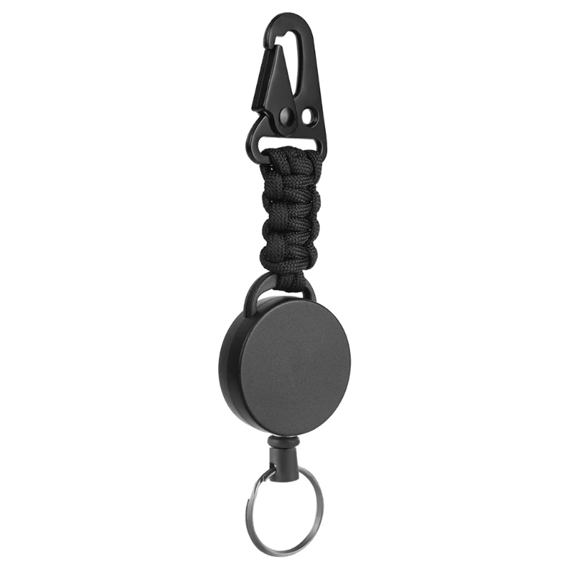

Retractable Keychain Badge Holder Heavy Duty Badge Reel Strong Casing Metal Coil Steel Wire Rope Carabiner Clip Keyring