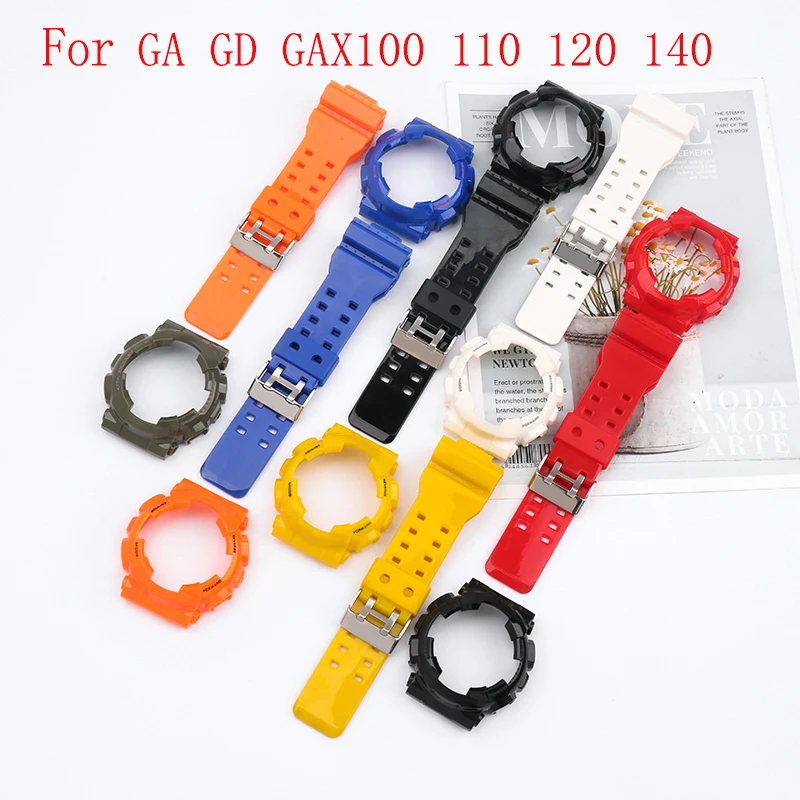 Watch Accessories Resin strap case for Casio G-shock GA110 120 140 GD100 GAX GLS Outdoor Sports Rubber watch strap Watchbands