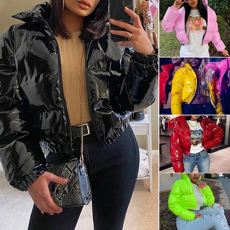 

Women's Fashion Solid Color Mirror Stand Collar Cardigan Duck Down Down Jacket