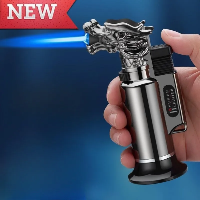 

2023 Hot Metal Faucet Windproof Straight Flame Butane Gas Lighters Flame Size Adjustable Kitchen Camping 360° Special Guns