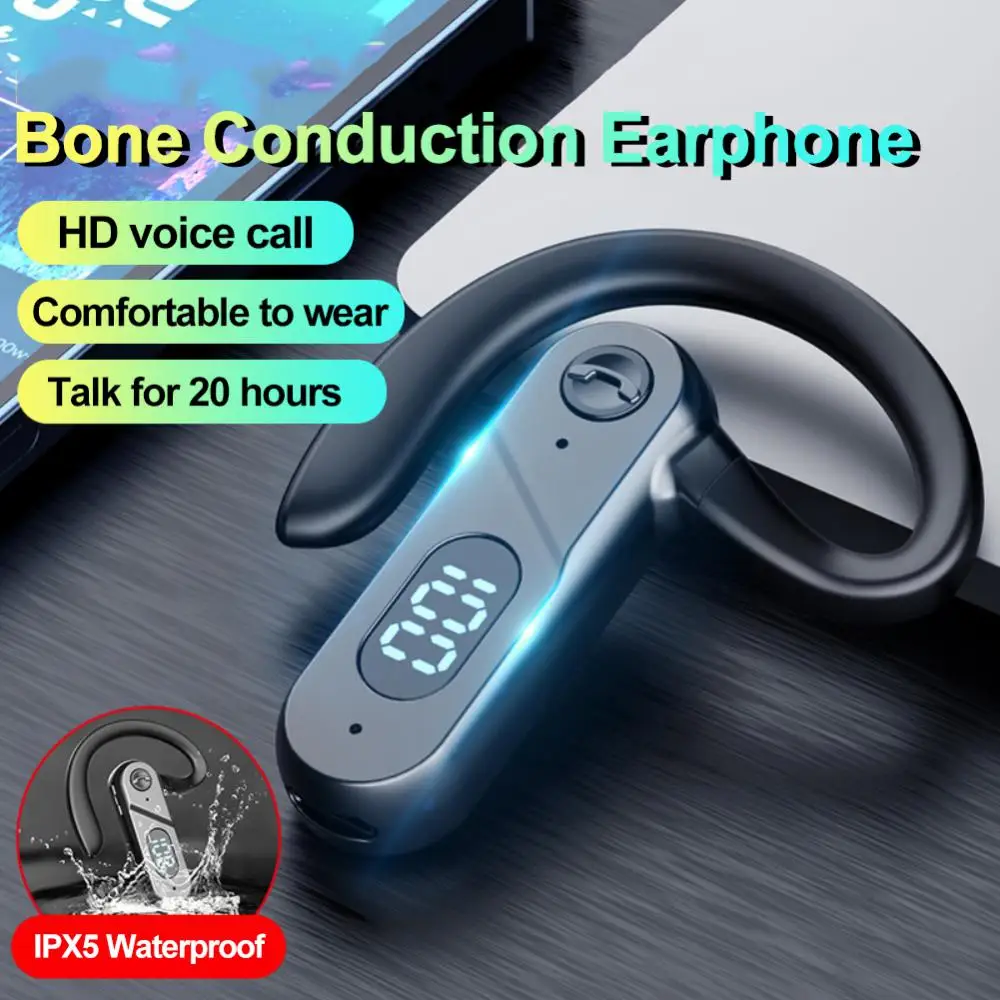 

Bone Conduction Headset 110mah With Microphone Business Earphone Digital Display Headphone Single Earbuds Wireless Earbuds