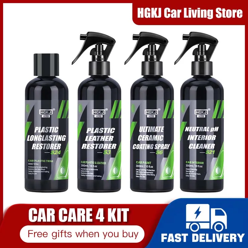 Car Care 4 Kit Ceramic Hydrophobic Coating Interior Parts Cleaner Car Paint Polish Spray Quick Plastic Renovator Car Accessories