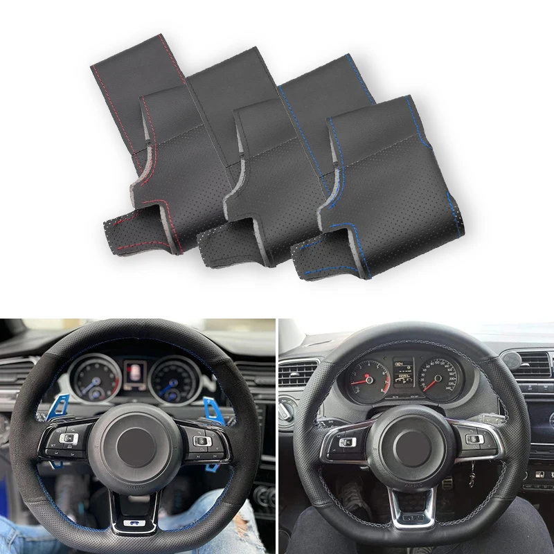 Перфорированная кожа из микрофибры автомобильный Стайлинг чехол на руль отделка