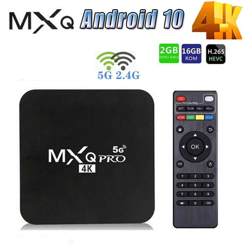 4K MXQ Pro Smart TV Box 2GB 16GB Quad Core Media Playe Rockchip 3228A Set Top Box 5G 2.4G WIFI TV Box for Android 10.0