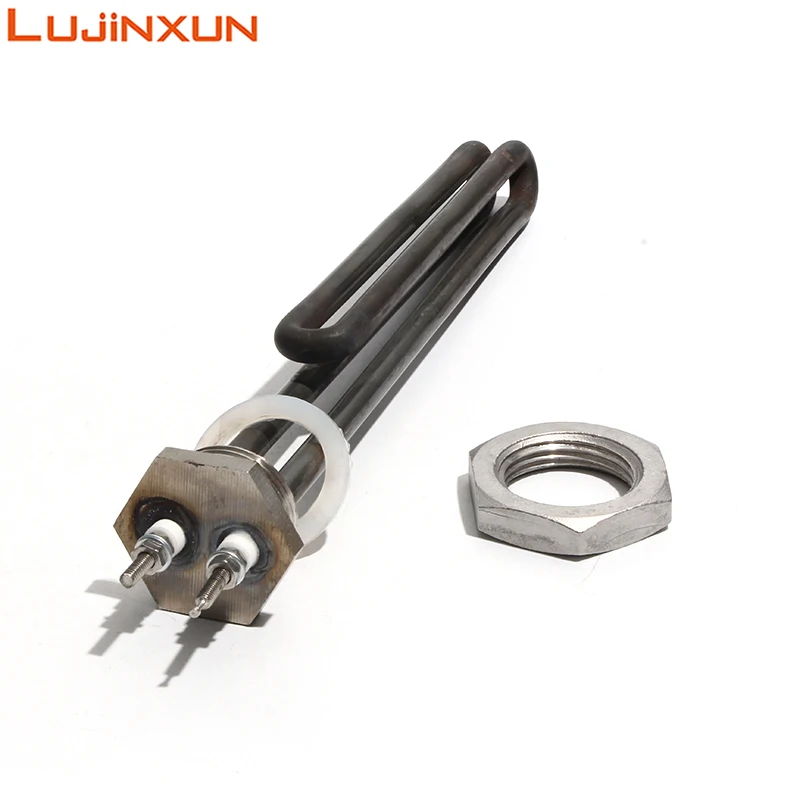 Lujinxun DN25/1 inch BSP Threaded Solar Water Heating Element 1KW/2KW/3KW/4KW Green 304SS Tube + 304SS Thread with Nut images - 6