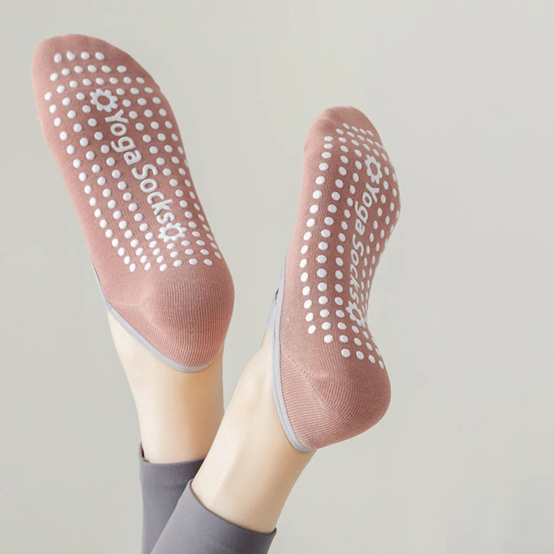 Yoga Socks for Women Non-Slip Grips Straps Bandage Cotton Sock Ideal for Pilates Pure Barre Ballet Dance Barefoot Workout 5pairs