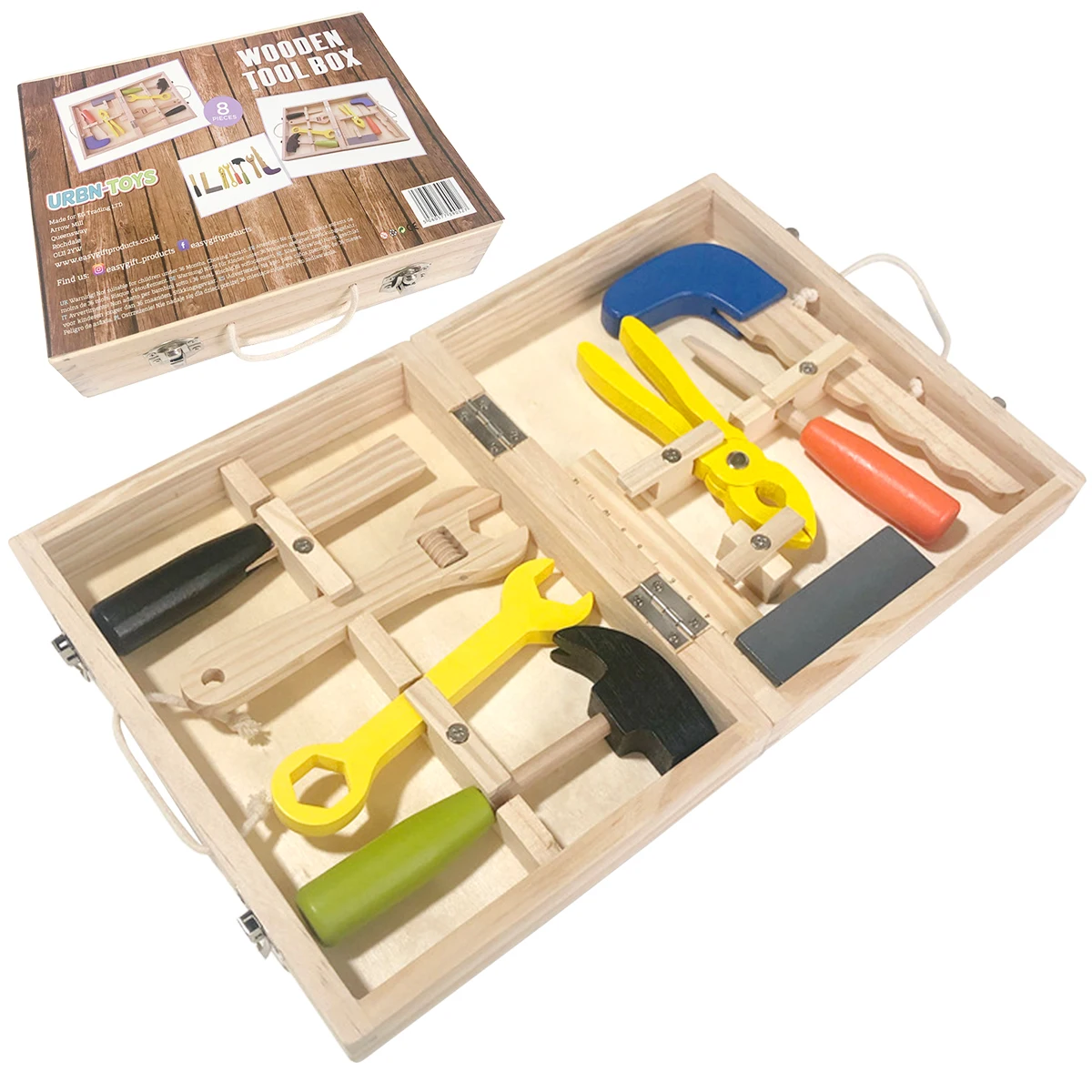 

Wooden Tool Kit for Kids Wooden Toolbox Toddler Pretend Educational Construction Toy Set Simulation Repair Kids Tool Kit with