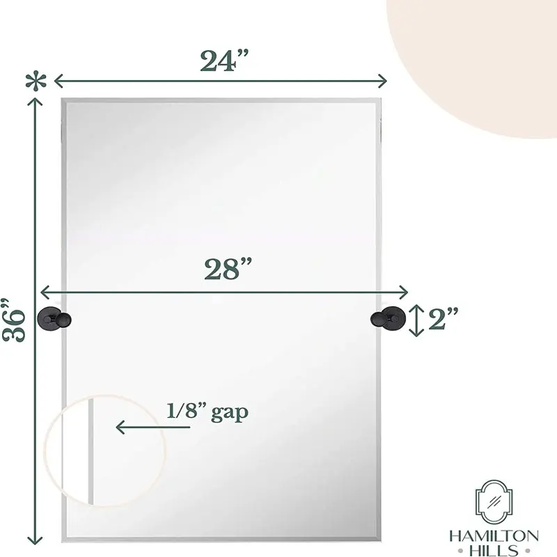 

Mount Luxurious Tilting Pivot Rectangle Mirror With Matte Black Wall Mount For A Refined Look and Lasting Durability, Perfect F