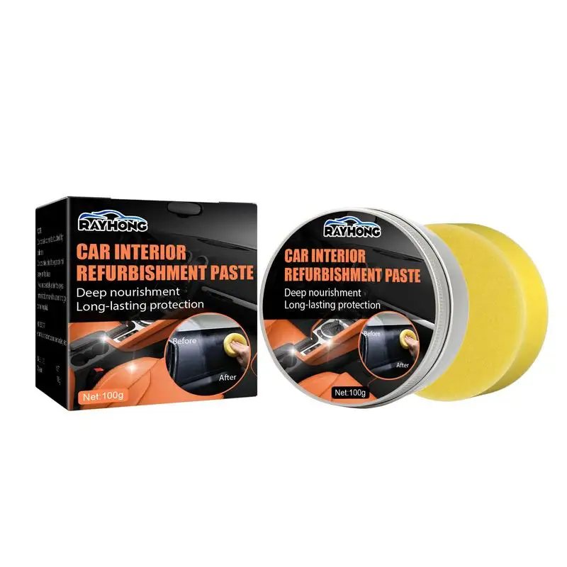 

Car Restorer Cream Multifunctional Cleaner Paste Refurbish Paste With Sponge Detailing Cleaner For Removing Stains Oil From
