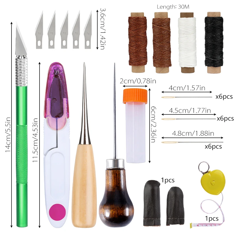 Набор для шитья кожи LMDZ 35 шт. вощеная нить ручная игла квилтинга шило нож резьбы