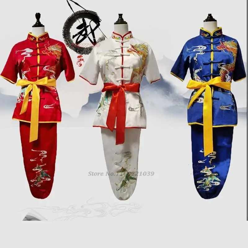 2023 chinese children tai chi wushu clothing martial arts suit kung fu uniform wing chun shaolin dragon embroidery kungfu set
