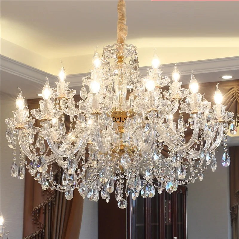 

Modern Clear Crystal Chandelier Lighting Decora K9 Crystal Chandeliers Hanging Lights Fixture Wedding Decoration Pendant Lamp