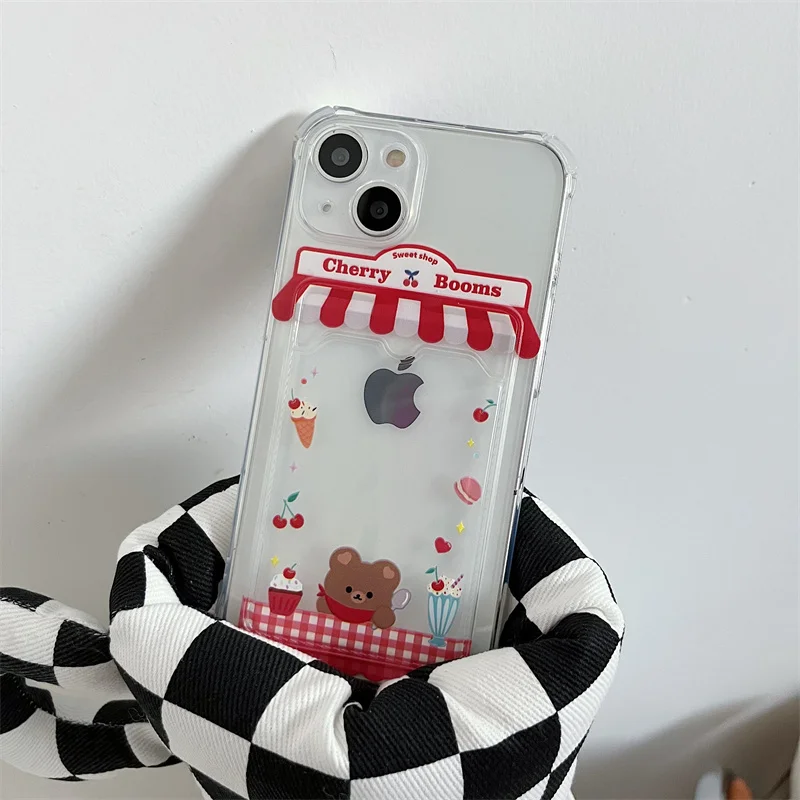Корейский милый кошелек с изображением мороженого и медведя чехол для телефона