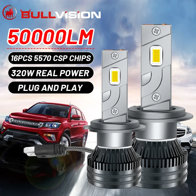 

Bullvision H4 LED Headlights 50000LM 320W H7 H8 H11 H1 H9 9005 HB3 9006 HB4 H16 9012 HIR2 16PCS 5570 CSP Spotlight High Low Beam