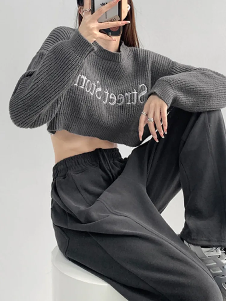 

Свитшот женский трикотажный с высокой талией и длинным рукавом